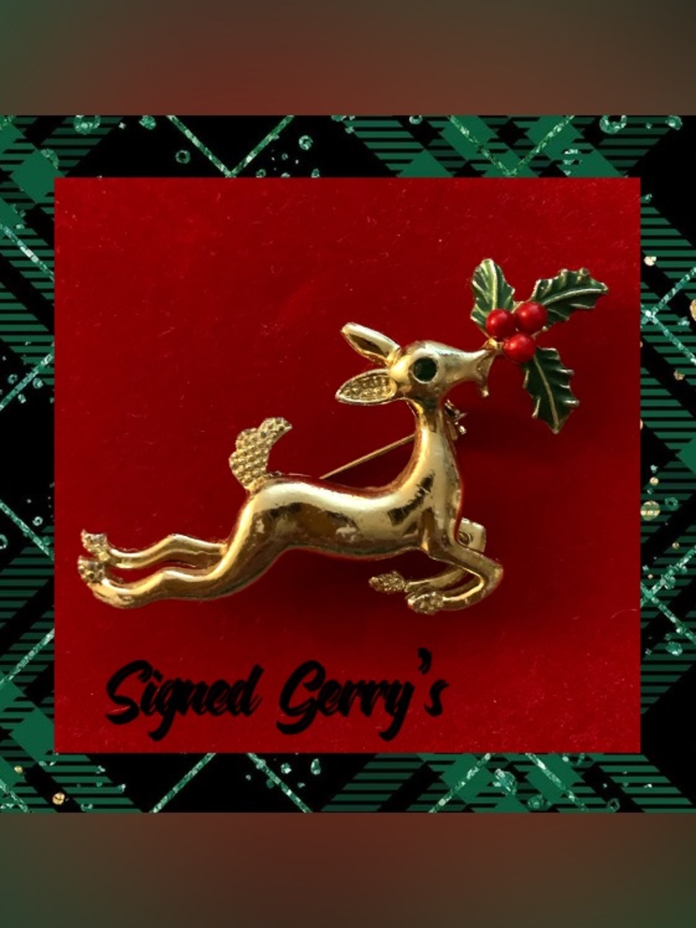 Vintage Reindeer and Candy Cane Broches - Picture 2 of 5